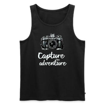 Capture The Adventure Fotografie Motiv - Männer Premium Bio Tank Top - Schwarz - Vorne - AI Model Male 178 light (178cm)