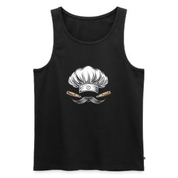 Toque de chef avec couteaux et moustache - Débardeur bio Premium Homme - noir - Devant - AI Model Male 178 light (178cm)