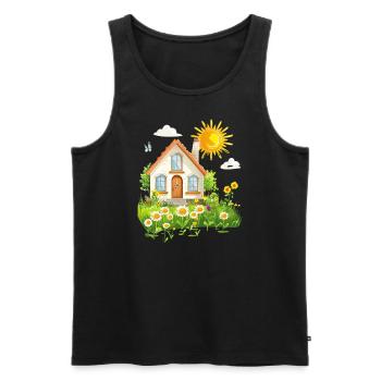 Sunny cottage in the countryside - Men's Premium Organic Tank Top - black - Front - AI Model Male 178 light (178cm)