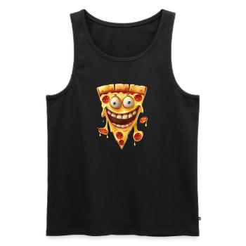 Funny pizza with a big smile - Men's Premium Organic Tank Top - black - Front - AI Model Male 178 light (178cm)