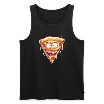 Crazy Pizza With Funny Face - Men's Premium Organic Tank Top - black - Front - Michal (187cm)