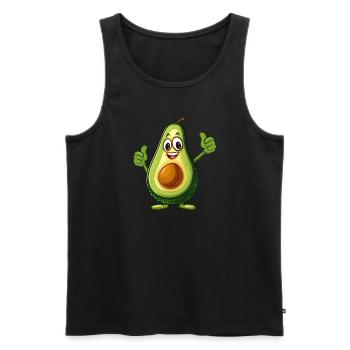 Cheerful avocado with thumbs up - Men's Premium Organic Tank Top - black - Front - AI Model Male 178 light (178cm)