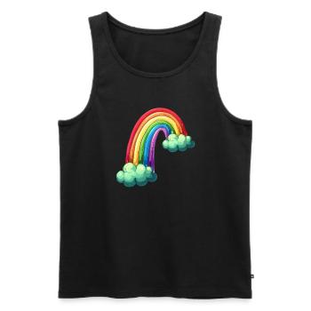 Arc-en-ciel coloré avec dessin de nuages - Débardeur bio Premium Homme - noir - Devant - AI Model Male 178 light (178cm)