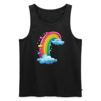 Arc-en-ciel coloré avec dessin de nuages - Débardeur bio Premium Homme - noir - Devant - AI Model Male 178 light (178cm)
