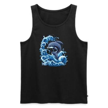 Dolphin, Water, Waves, Ocean - Men's Premium Organic Tank Top - black - Front - AI Model Male 178 light (178cm)