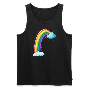 Arc-en-ciel coloré avec dessin de nuages - Débardeur bio Premium Homme - noir - Devant - AI Model Male 178 light (178cm)