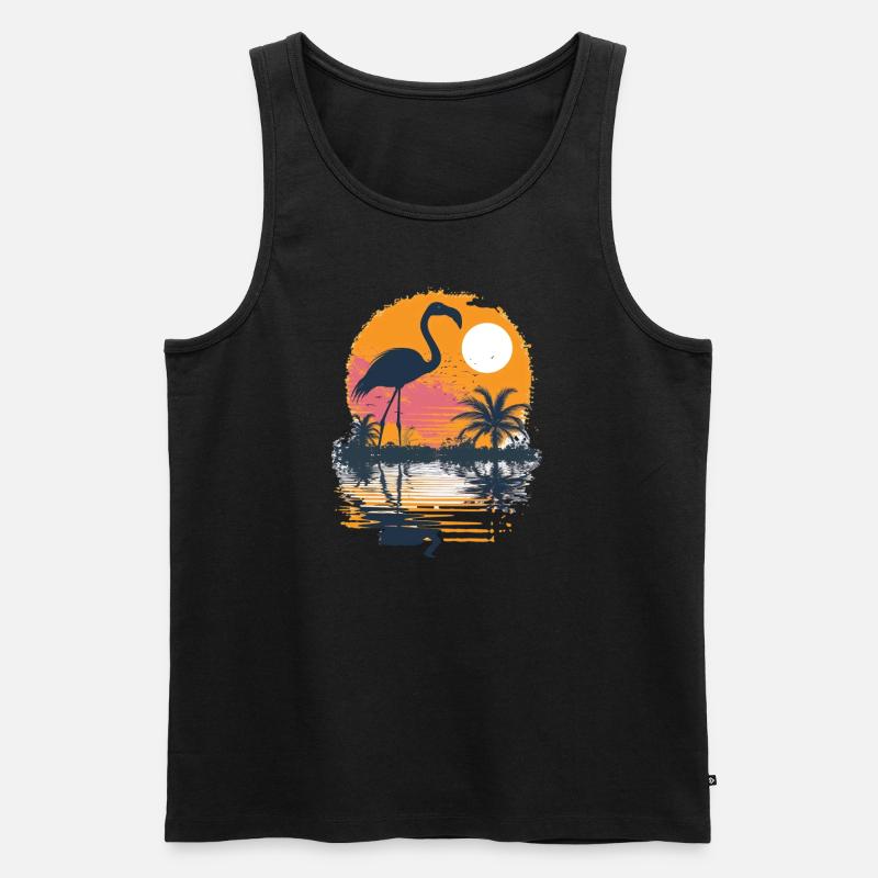 Flamingo Illustration - Männer Premium Bio Tank Top - Schwarz