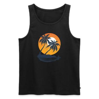 Coucher de soleil ensoleillé sur Palm Island - Débardeur bio Premium Homme - noir - Devant - Michal (187cm)