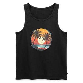 Summer Sunset Palm Trees Silhouette - Men's Premium Organic Tank Top - black - Front - Michal (187cm)