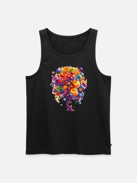 Bunte Weltenbaum Explosion - Männer Premium Bio Tank Top - Schwarz