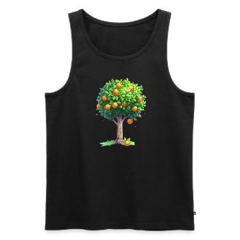 Succulent Orange Tree In Full Bloom - Men's Premium Organic Tank Top - black - Front - AI Model Male 178 light (178cm)