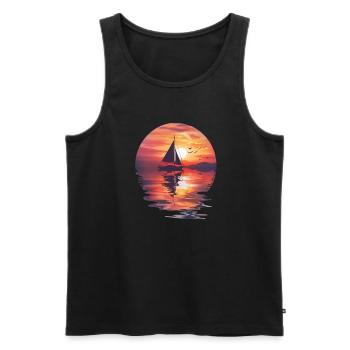 Sailboat at sunset by the sea - Men's Premium Organic Tank Top - black - Front - AI Model Male 178 light (178cm)