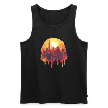 Stadt Skyline bei Sonnenuntergang - Männer Premium Bio Tank Top - Schwarz - Vorne - AI Model Male 178 light (178cm)
