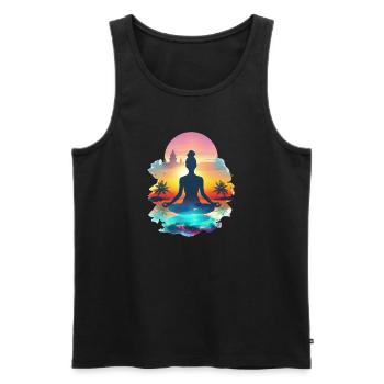 Méditation au paradis du coucher du soleil - Débardeur bio Premium Homme - noir - Devant - Michal (187cm)