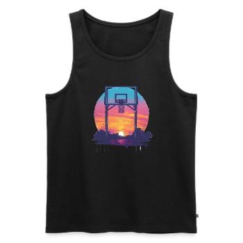 Rêve de basket-ball au coucher du soleil - Débardeur bio Premium Homme - noir - Devant - Michal (187cm)