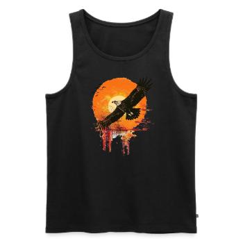 Aigle volant au coucher du soleil - Débardeur bio Premium Homme - noir - Devant - Michal (187cm)
