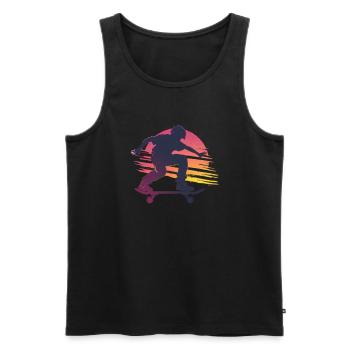 Skateboard Sonnenuntergang Silhouette - Männer Premium Bio Tank Top - Schwarz - Vorne - Michal (187cm)