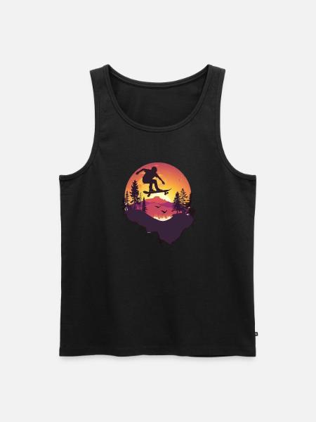 Skateboarder Silhouette Sunset - Men's Premium Organic Tank Top - black