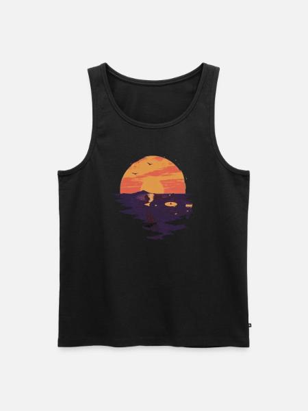 Sunset Vinyl Retro Charm - Men's Premium Organic Tank Top - black