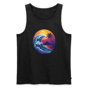 Ocean Sea Wave Sunset Background - Men's Premium Organic Tank Top - black - Front - Michal (187cm)