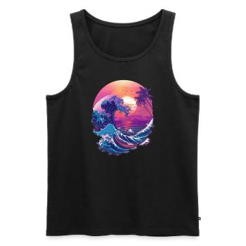 Ocean Sea Wave Sunset Background - Men's Premium Organic Tank Top - black - Front - Michal (187cm)