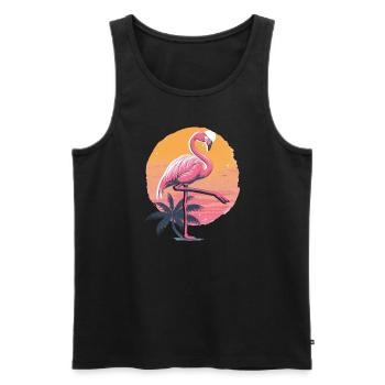 Flamingo Plamen Coucher de soleil Illustration - Débardeur bio Premium Homme - noir - Devant - Michal (187cm)