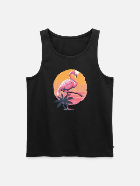 Flamingo Plamen Sunset Illustration - Men's Premium Organic Tank Top - black