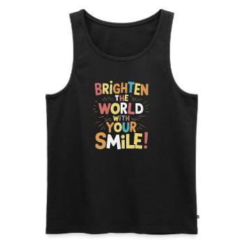 Illuminez le monde avec votre sourire - Débardeur bio Premium Homme - noir - Devant - AI Model Male 178 light (178cm)