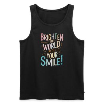 Illuminez le monde avec votre sourire - Débardeur bio Premium Homme - noir - Devant - AI Model Male 178 light (178cm)