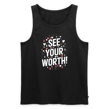 Erkenne Deinen Wert Motivationsspruch - Männer Premium Bio Tank Top - Schwarz - Vorne - AI Model Male 178 light (178cm)