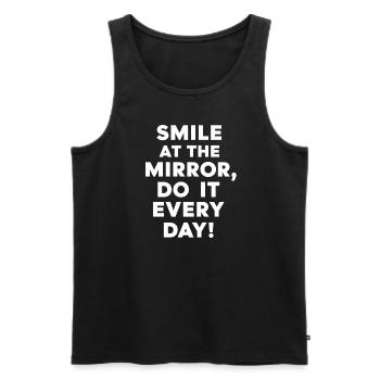 Smile at the mirror every day - Men's Premium Organic Tank Top - black - Front - Michal (187cm)