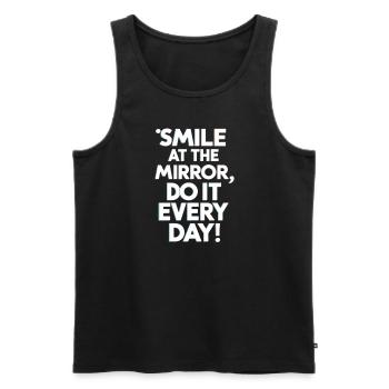 Sourire au miroir tous les jours Motivation - Débardeur bio Premium Homme - noir - Devant - Michal (187cm)