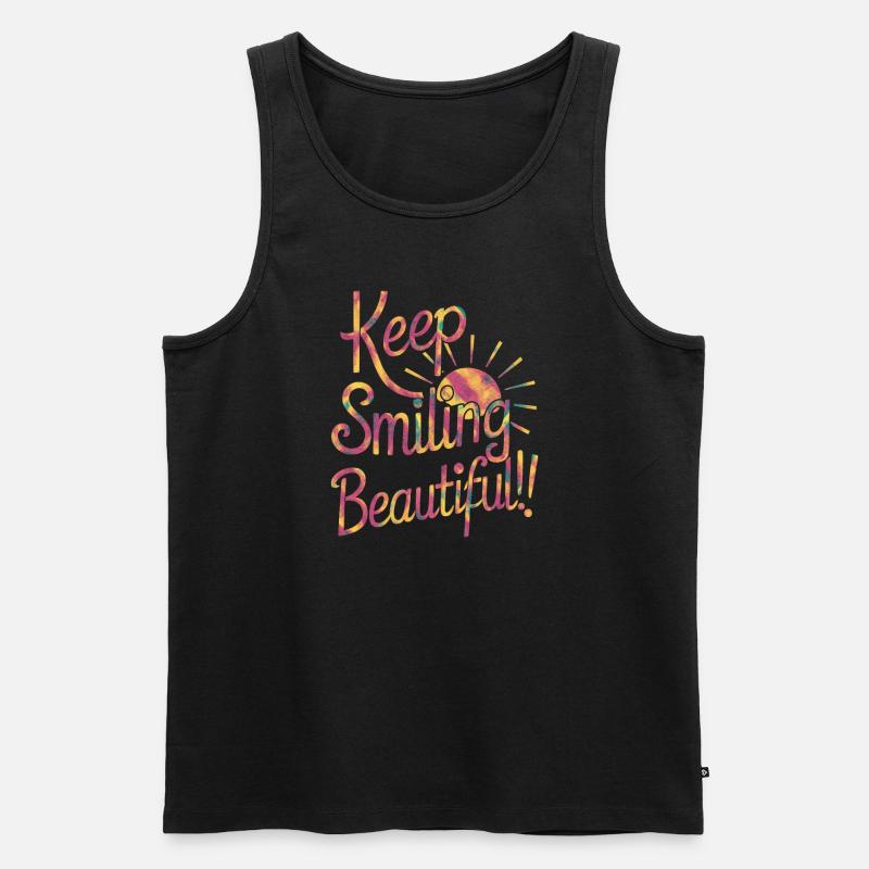 Keep Smiling Beautiful - Positiver Spruch - Männer Premium Bio Tank Top - Schwarz