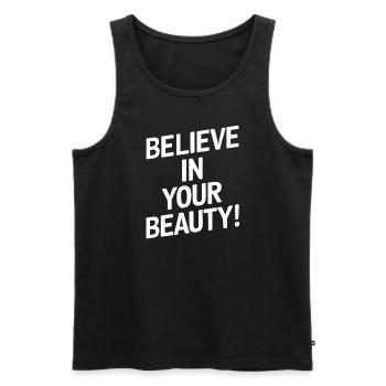 Croyez en votre beauté - Pensez positif - Débardeur bio Premium Homme - noir - Devant - Michal (187cm)