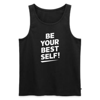Sei Deine Beste Version Motivation - Männer Premium Bio Tank Top - Schwarz - Vorne - Michal (187cm)