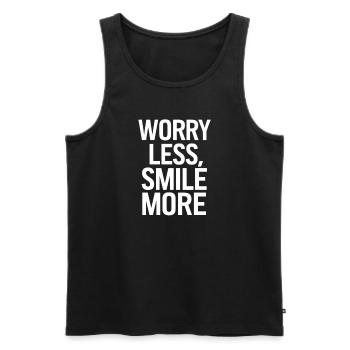 Worry Less Smile More Motivation - Men's Premium Organic Tank Top - black - Front - Michal (187cm)