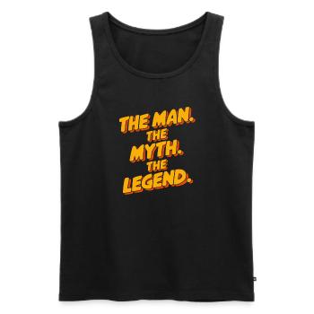 L’homme Le mythe Le motif de la légende - Débardeur bio Premium Homme - noir - Devant - Michal (187cm)