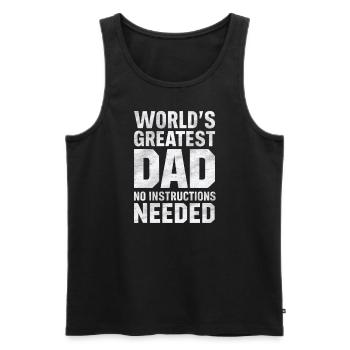 Weltbester Papa Keine Anleitung Nötig - Männer Premium Bio Tank Top - Schwarz - Vorne - Michal (187cm)