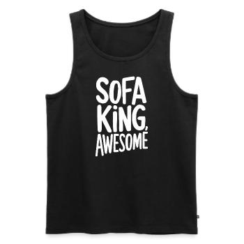 Canapé King Génial Dicton Drôle - Débardeur bio Premium Homme - noir - Devant - AI Model Male 178 light (178cm)