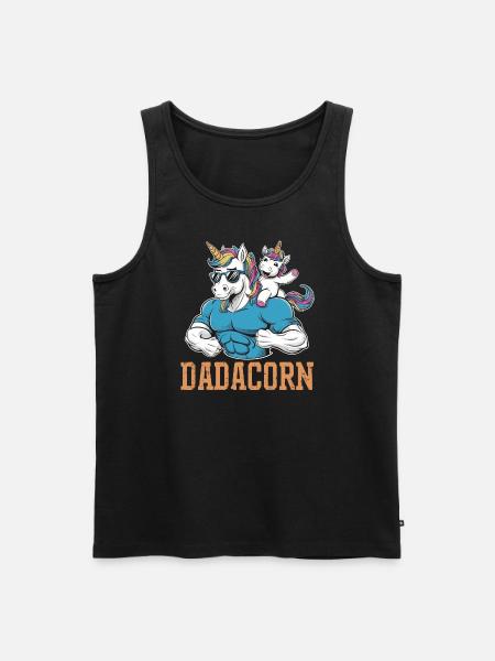 Stærk dadacorn med muskler og enhjørning - Herre Premium økologisk tanktop - sort