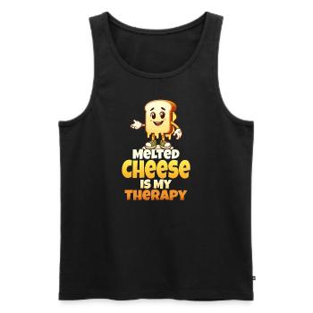 Le fromage fondu est ma thérapie - Débardeur bio Premium Homme - noir - Devant - AI Model Male 178 light (178cm)