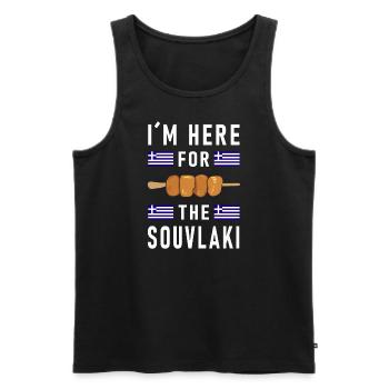 I'm here for the souvlaki Greece holiday - Men's Premium Organic Tank Top - black - Front - Michal (187cm)