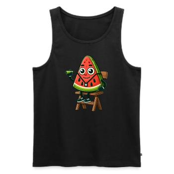 Lifeguard Watermelon Character - Men's Premium Organic Tank Top - black - Front - AI Model Male 178 light (178cm)
