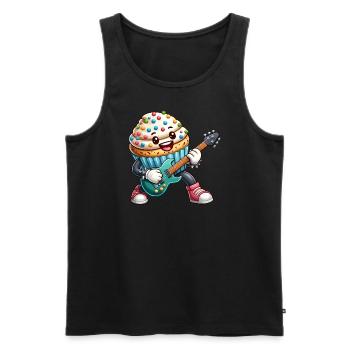 Cute Cupcake Rocker Drawing - Men's Premium Organic Tank Top - black - Front - AI Model Male 178 light (178cm)