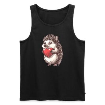 Adorable Hedgehog Holding Heart Illustration for - Männer Premium Bio Tank Top - Schwarz - Vorne - AI Model Male 178 light (178cm)