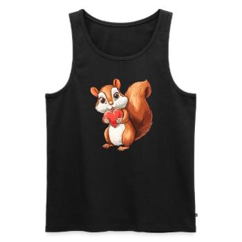 Adorable Squirrel Holding Heart - Cute Woodland - Men's Premium Organic Tank Top - black - Front - Michal (187cm)