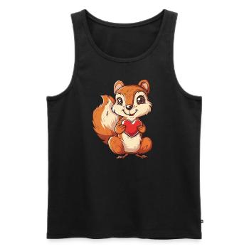 Adorable Squirrel with Red Heart Illustration - Men's Premium Organic Tank Top - black - Front - AI Model Male 178 light (178cm)