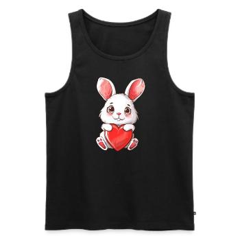 Adorable Bunny Holding Heart Illustration for - Männer Premium Bio Tank Top - Schwarz - Vorne - AI Model Male 178 light (178cm)