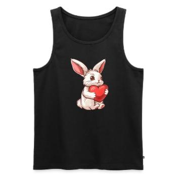 Adorable lapin tenant une illustration de coeur - Débardeur bio Premium Homme - noir - Devant - Michal (187cm)