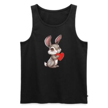 Adorable Bunny Holding Heart - Cute Rabbit - Männer Premium Bio Tank Top - Schwarz - Vorne - Michal (187cm)